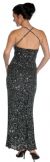 V-Neck Sequined Long Formal Dress with Keyhole  in Black/Silver back view